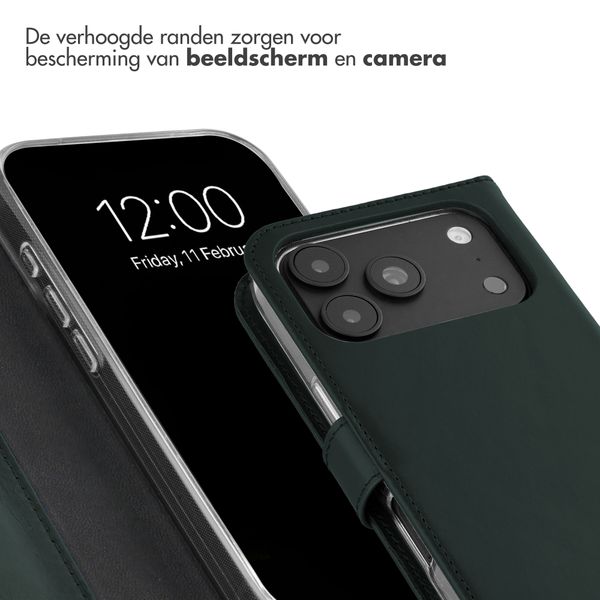Selencia Echt Leren Bookcase Apple iPhone 18 Pro Max / 17 Pro Max - Groen