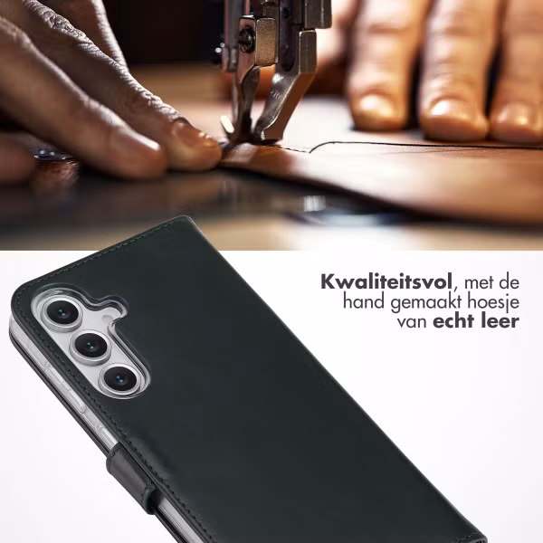 Selencia Echt Leren Bookcase Samsung Galaxy S25 FE - Groen