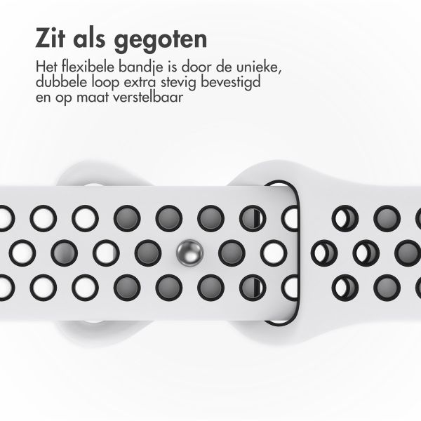 imoshion Sport⁺ bandje Apple Watch Series 1 t/m 9 / SE (38/40/41 mm) | Series 10 / 11 (42 mm) - Maat S/M - Pure Platinum & Black