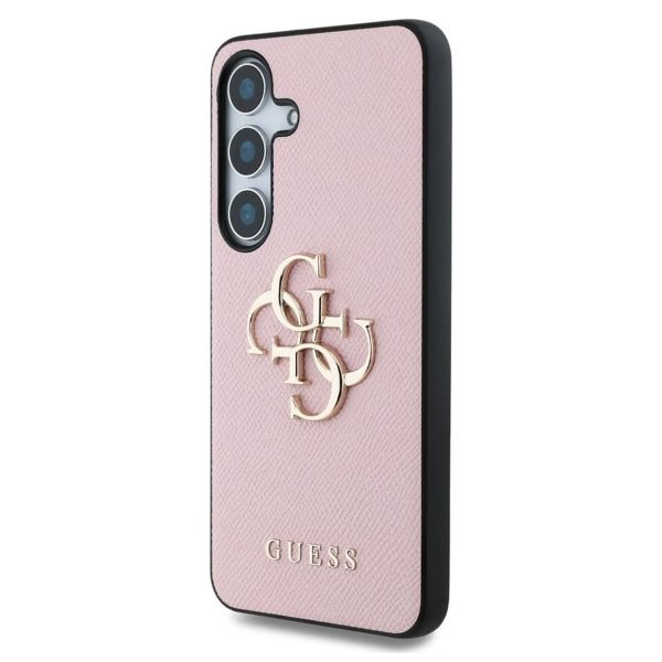 Guess 4G Metal Logo Saffiano Backcover Samsung Galaxy S25 Plus - Roze