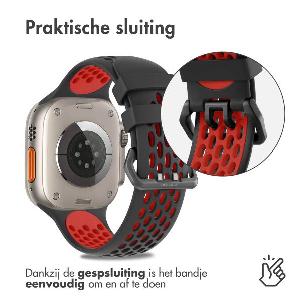 imoshion Siliconen sport bandje gesp Apple Watch Series 1 t/m 10 / SE / Ultra (2) (44/45/46/49 mm) - Zwart / Rood