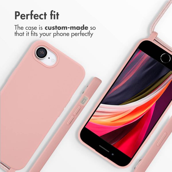 imoshion Silicone Case with Strap Apple iPhone 17e / 16e - Sand Pink