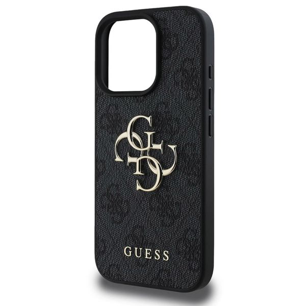 Guess 4G Metal Logo Backcover Apple iPhone 16 Pro - Zwart