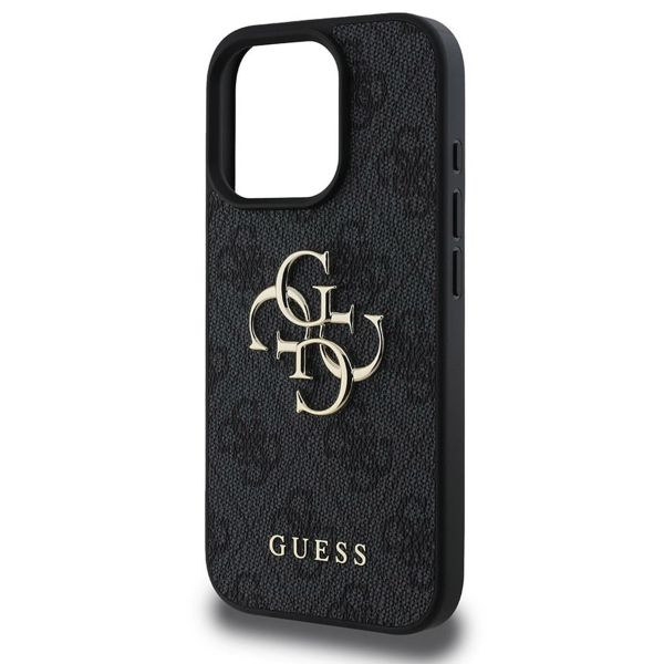 Guess 4G Metal Logo Backcover iPhone 16 Pro - Zwart