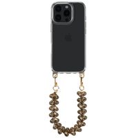 Transparante Backcover met afneembare haakjes Apple iPhone 16 Pro Max + Lova Polskoord - Tortoise Leopard