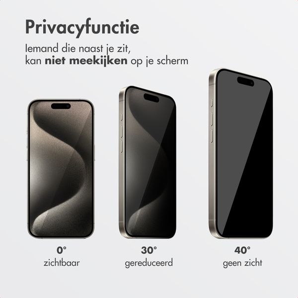 Accezz Gehard Glas Privacy Screenprotector + Applicator Apple iPhone 15 Pro