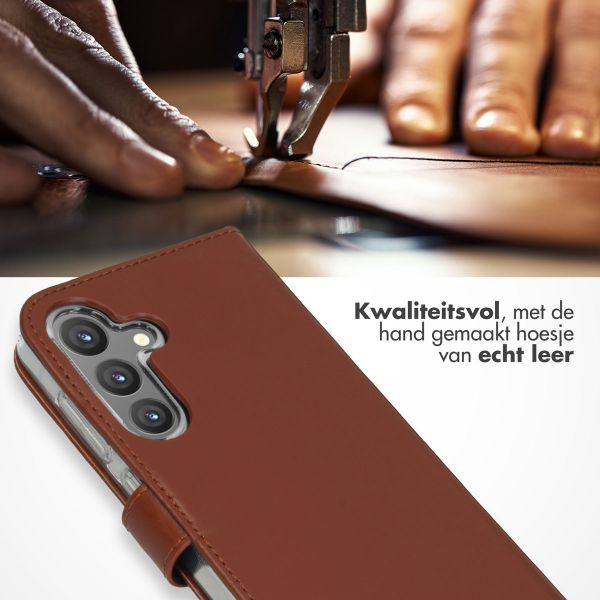 Selencia Echt Leren Bookcase Samsung Galaxy S24 - Lichtbruin