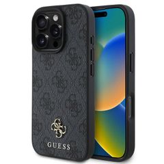 Guess 4G Metal Logo Backcover MagSafe iPhone 16 Pro Max - Zwart