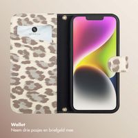 Selencia Sabi Bookcase met Panterprint Apple iPhone 14 / 13 - Soft Ivory
