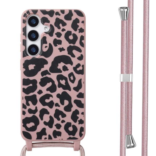 imoshion Siliconen design hoesje met koord Samsung Galaxy S25 - Animal Pink