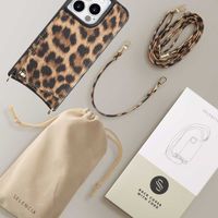 Selencia Nova Phone Case with Cord and Card Holder Apple iPhone 15 Pro - Leopard