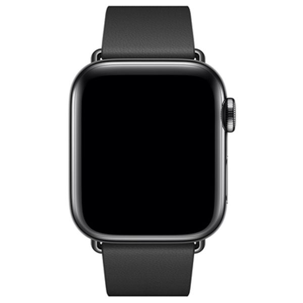 Apple Leather Band Modern Buckle Apple Watch Series 1 t/m 9 / SE (38/40/41 mm) | Series 10 (42 mm) - Maat M - Zwart