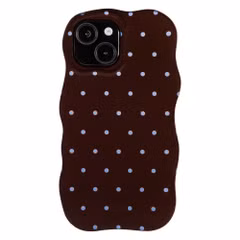 Selencia Vivid Wavy Backcover met MagSafe Apple iPhone 15 - Happy Dots Chocolate