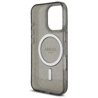 Guess MagSafe IML Glitter Case met beads strap Apple iPhone 16 Pro - Zwart