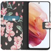 imoshion Design Softcase Bookcase Samsung Galaxy S21 Ultra - Blossom Watercolor Black