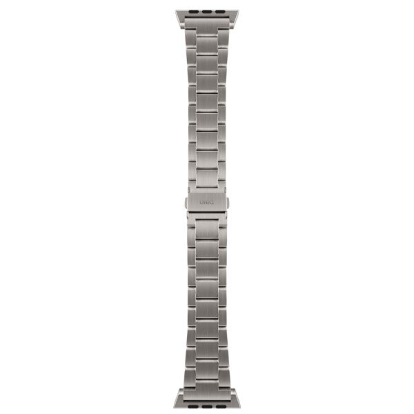 Uniq Osta Stalen band met zelf-verstelbare links Apple Watch Series 1 t/m 10 / SE / Ultra (2) (44/45/46/49 mm) - Titanium Silver