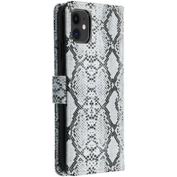 Slangenprint Bookcase iPhone 11 - Wit