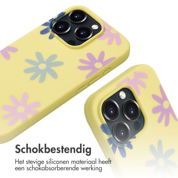 imoshion Siliconen design hoesje met koord iPhone 16 Pro Max - Yellow Flower Distance