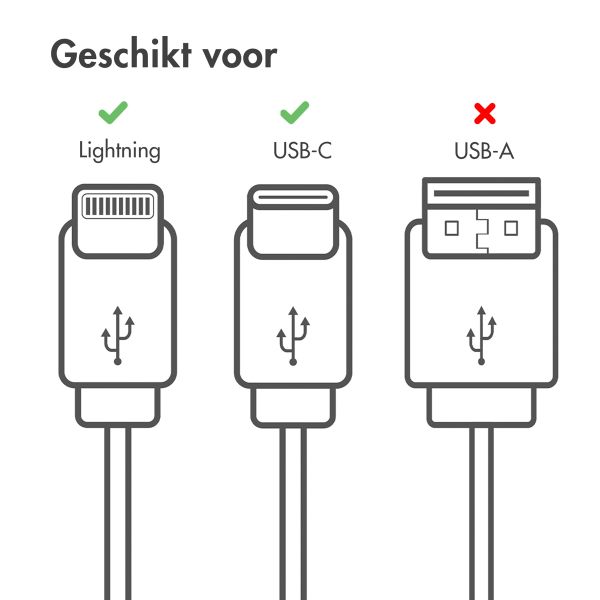 imoshion Lightning naar USB-C kabel - Non-MFi - Gevlochten textiel - 1,5 meter - Wit