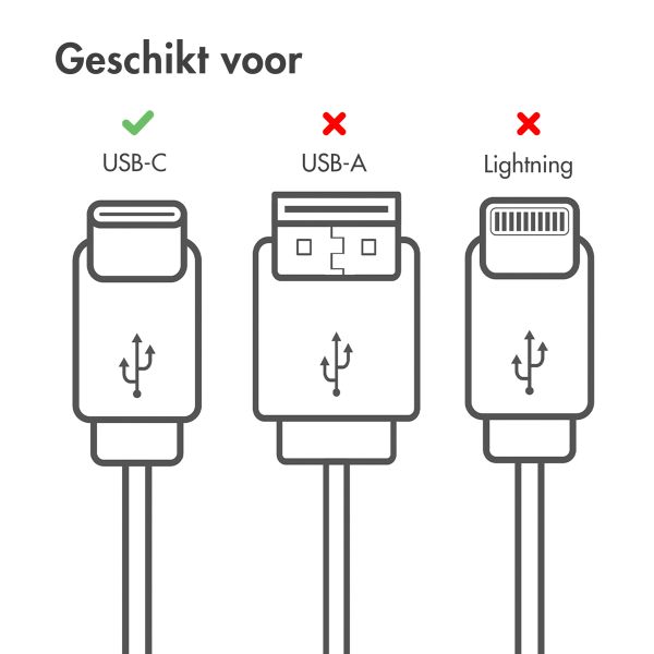 imoshion Braided USB-C naar USB-C kabel - 0,25 meter - Zwart