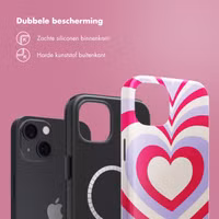 Selencia Vivid Backcover met MagSafe Apple iPhone 13 - Double Hearts Rubine Red Lilac