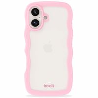 Holdit Wavy Case Apple iPhone 16 - Transparent / Pink