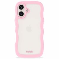 Holdit Wavy Case iPhone 16 - Pink / Transparent