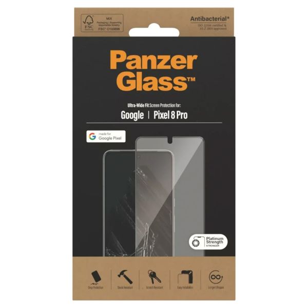 PanzerGlass Ultra-Wide Fit Anti-Bacterial Screenprotector Google Pixel 8 Pro