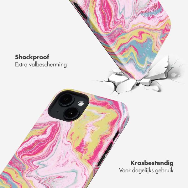 Selencia Vivid Backcover met MagSafe Apple iPhone 14 - Marble Pink