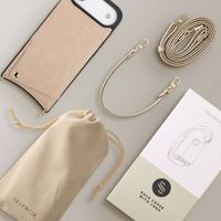 Selencia Nova Croco Phone Case with Cord and Card Holder Apple iPhone Air - Beige