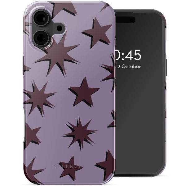 Selencia Vivid Tough Backcover met MagSafe iPhone 16 - Stars Plum Lilac