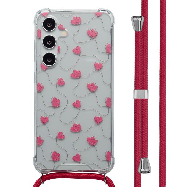 imoshion Design hoesje met koord Samsung Galaxy S24 - Dusty Rose Connected Hearts