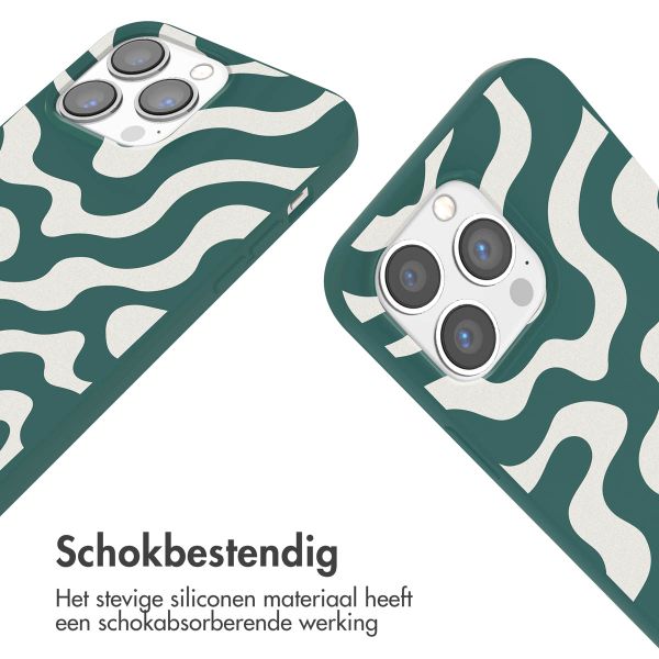 imoshion Siliconen design hoesje met koord iPhone 13 Pro Max - Petrol Green Groovy