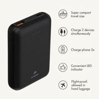 imoshion Compact Power Bank 10,000 mAh - Small power bank - 22.5W fast charger - USB-C / USB-A - Black