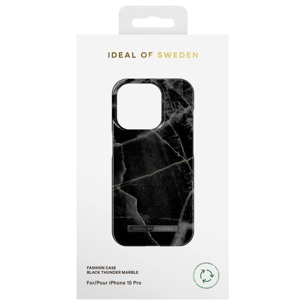 iDeal of Sweden Fashion Backcover iPhone 15 Pro - Black Thunder Marble