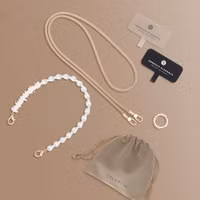 Selencia Telefoonkoorden Set met Parels en Schelpen - Beige