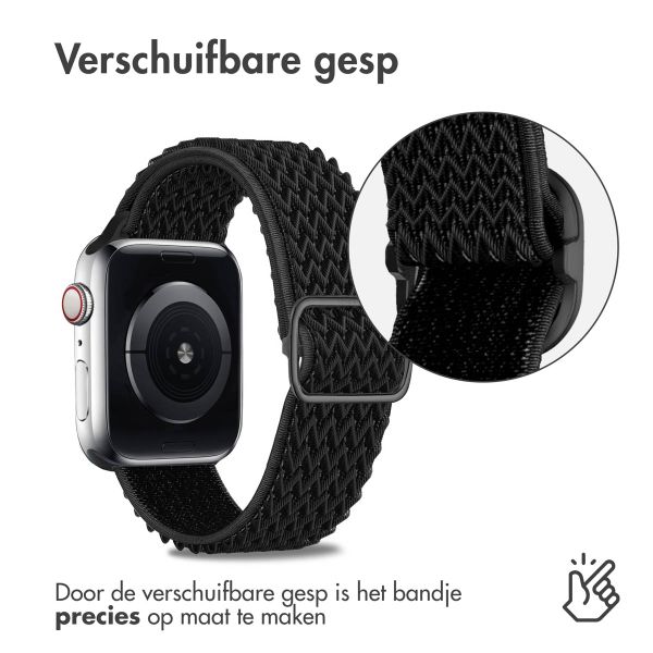 imoshion Elastisch nylonbandje Apple Watch Series 1 t/m 9 / SE (38/40/41 mm) | Series 10 / 11 (42 mm) - Zwart