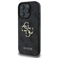 Guess 4G Metal Logo Backcover iPhone 16 Pro Max - Zwart