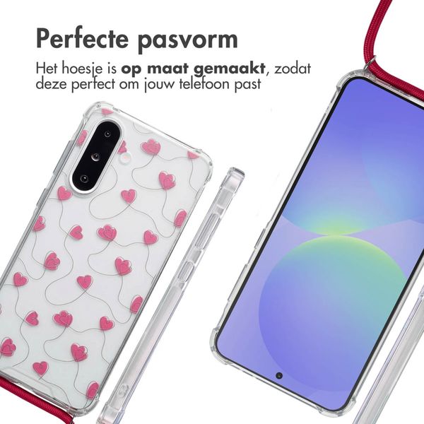 imoshion Design hoesje met koord Samsung Galaxy A36 - Dusty Rose Connected Hearts