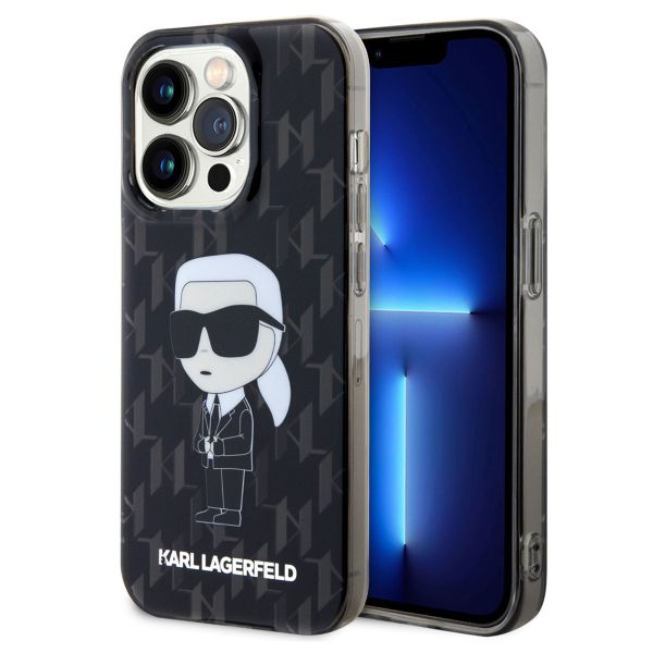 Karl Lagerfeld Hardcase Backcover Monogram iPhone 15 Pro - Zwart