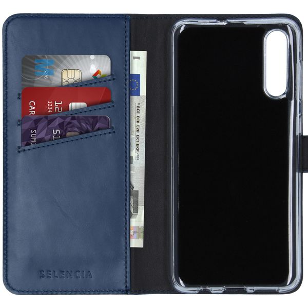 Selencia Echt Leren Bookcase Samsung Galaxy A50 / A30s - Blauw