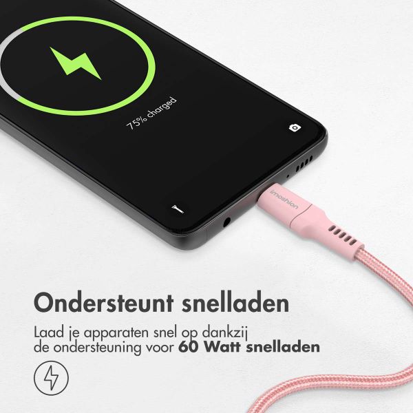 imoshion Braided USB-C naar USB-C kabel - 1 meter - Roze