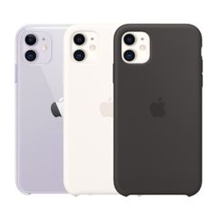 Apple 3 Pack Silicone Backcover + Clearcase iPhone 11 - White + Black + Clear
