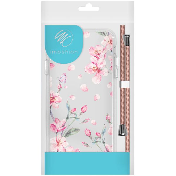 imoshion Design hoesje met koord iPhone 12 Mini - Bloem - Roze