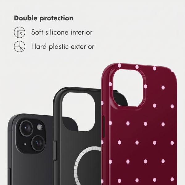 Selencia Vivid Back Cover with MagSafe Apple iPhone 15 - Happy Dots Burgundy