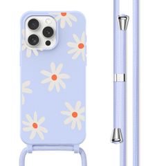 imoshion Siliconen design hoesje met koord iPhone 15 Pro Max - Lila Flower Distance