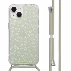 imoshion Design hoesje met koord Apple iPhone 15 - Smoke Green Flowers
