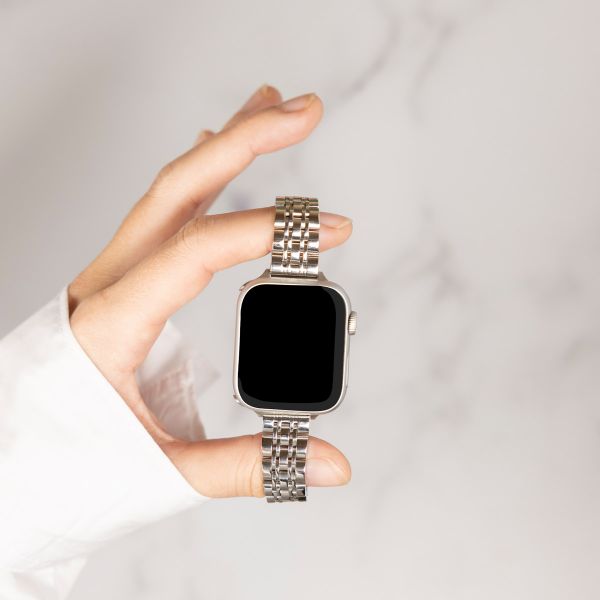 Selencia Slim Steel Jubilee Inspired schakelbandje Apple Watch | 38/40/41/42 mm - Zilver