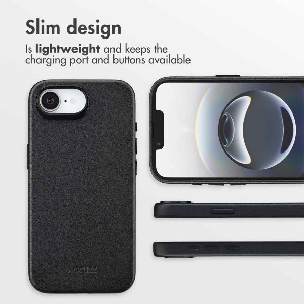 Accezz Leather Back Cover with MagSafe Apple iPhone 17e / 16e - Onyx Black