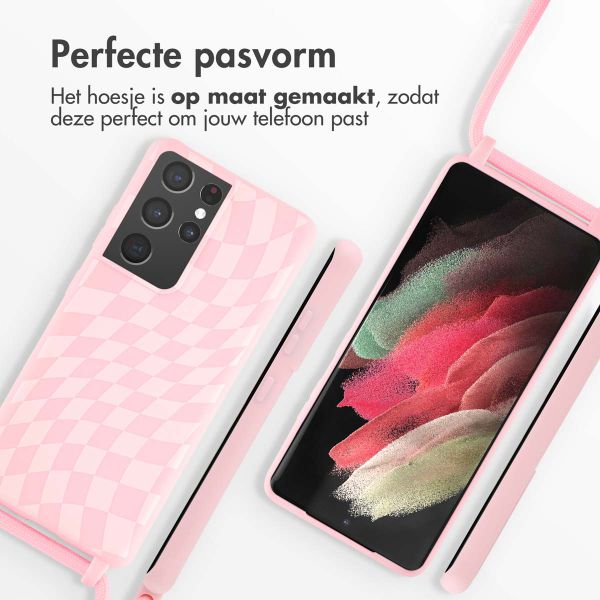 imoshion Siliconen design hoesje met koord Samsung Galaxy S21 Ultra - Retro Pink